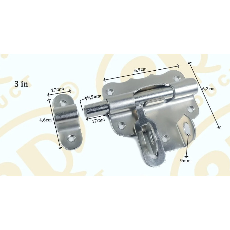 3R Grendel Overval 3 Inch 3" HITAM / Grendel Pintu Tebal 3inch