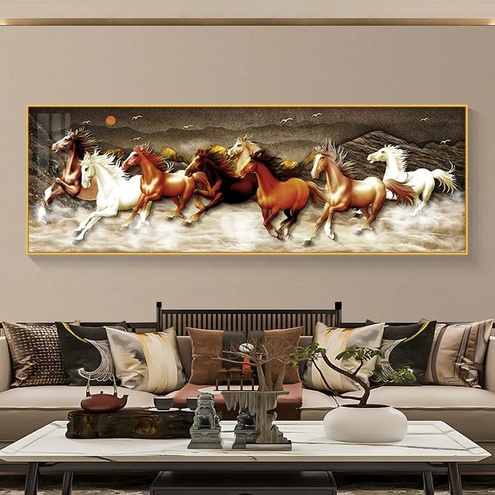 Lukisan Porcelain Painting Diamond 9 Kuda Mewah Diamond