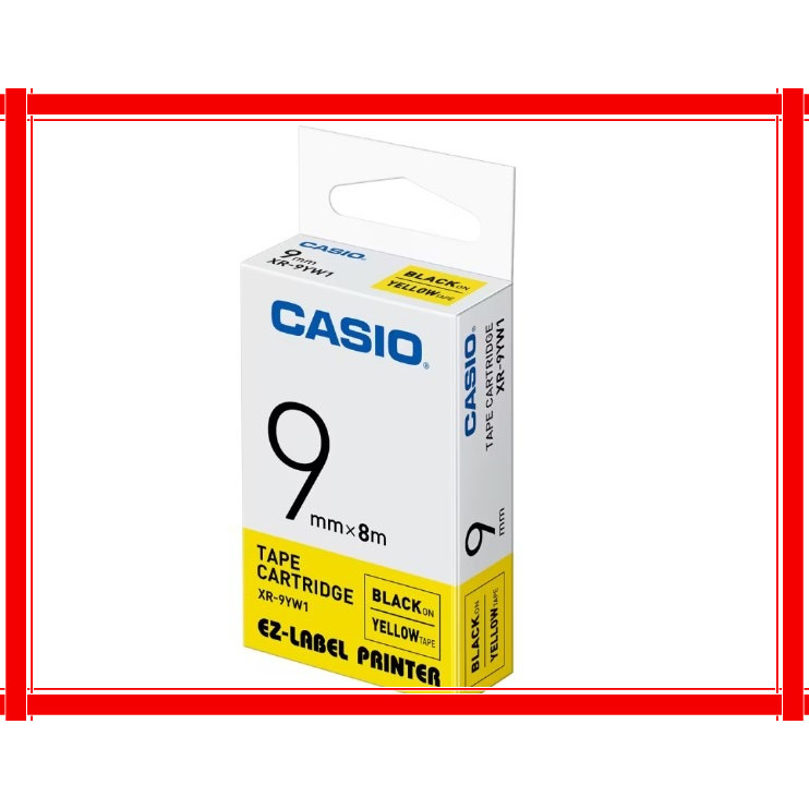 

Casio XR-9 mm YELLOW — Label Tape 9 mm X 8 m Kuning dengan Tulisan Hitam, Untuk Label Printer Casio