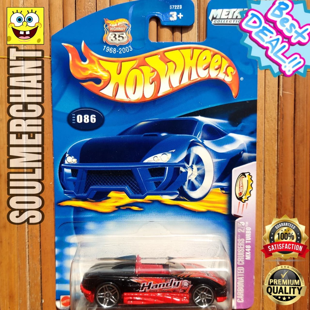 Hot Wheels MX-48 Turbo Hitam Carbonated Cruisers Diecast Sport Car