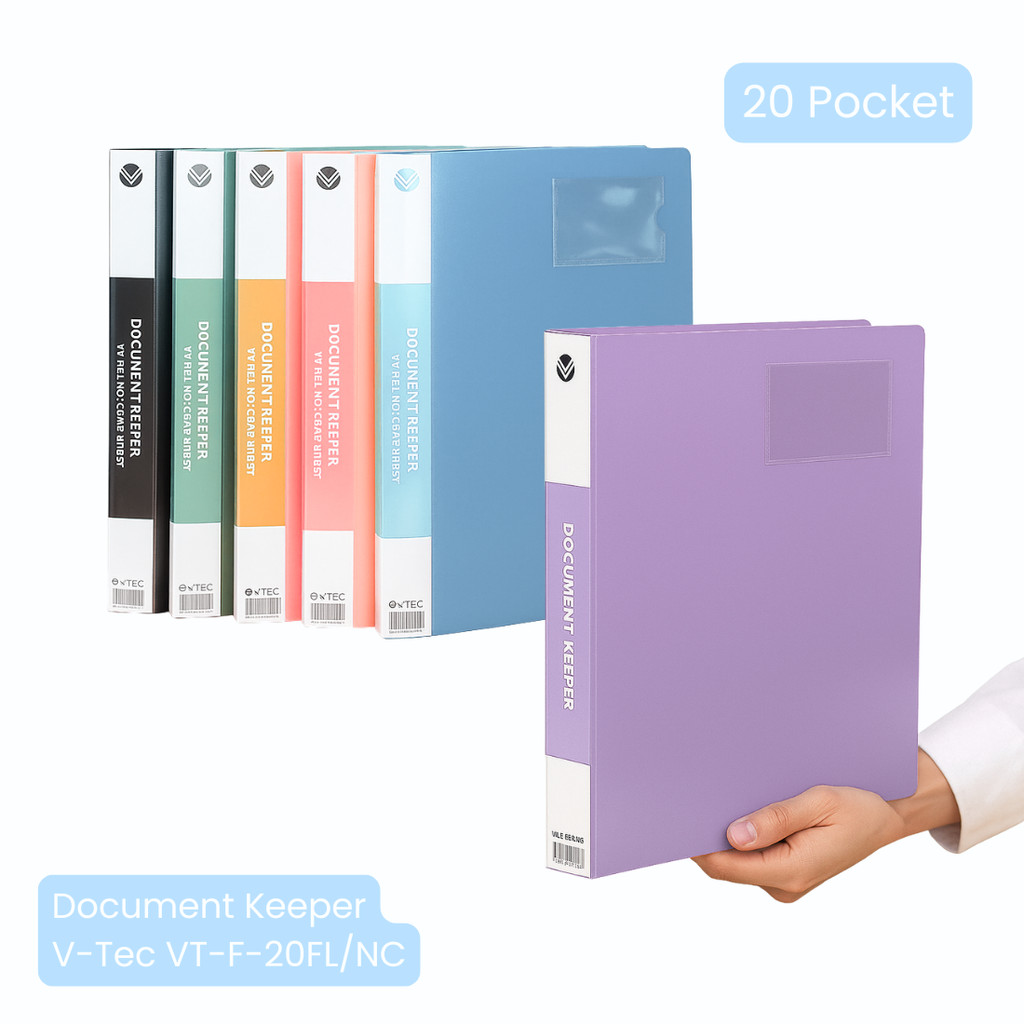 

Document Keeper Pastel V-Tec VT-F-20FL/NC 20 Pocket / Display Book Map Plastik Dokumen Kertas