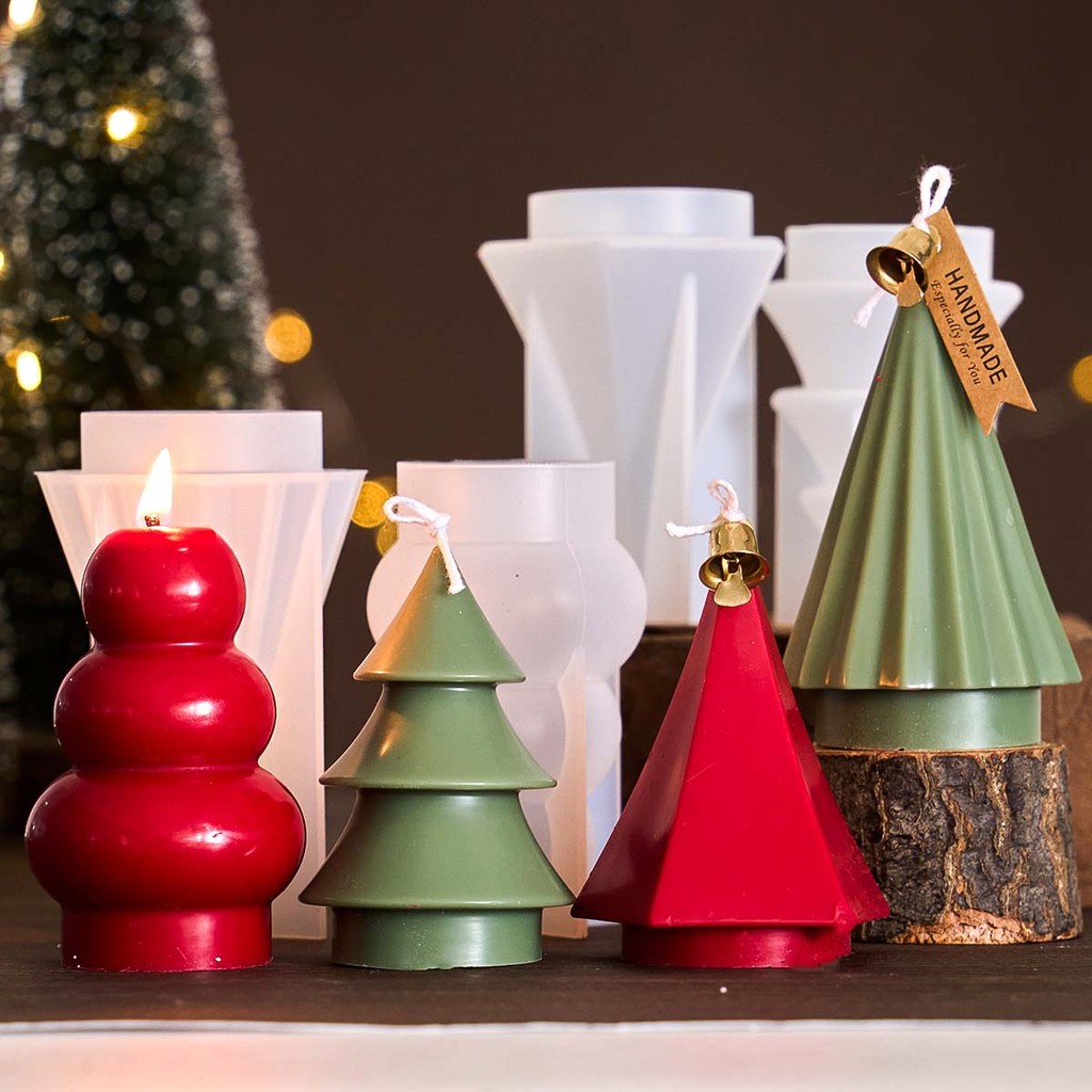 

3D Tree Silicone Candle Mold DIY Handmade Soap Aromatherapy Candle Mold Plaster Striped Craft Gift Ornaments Xmas Deco