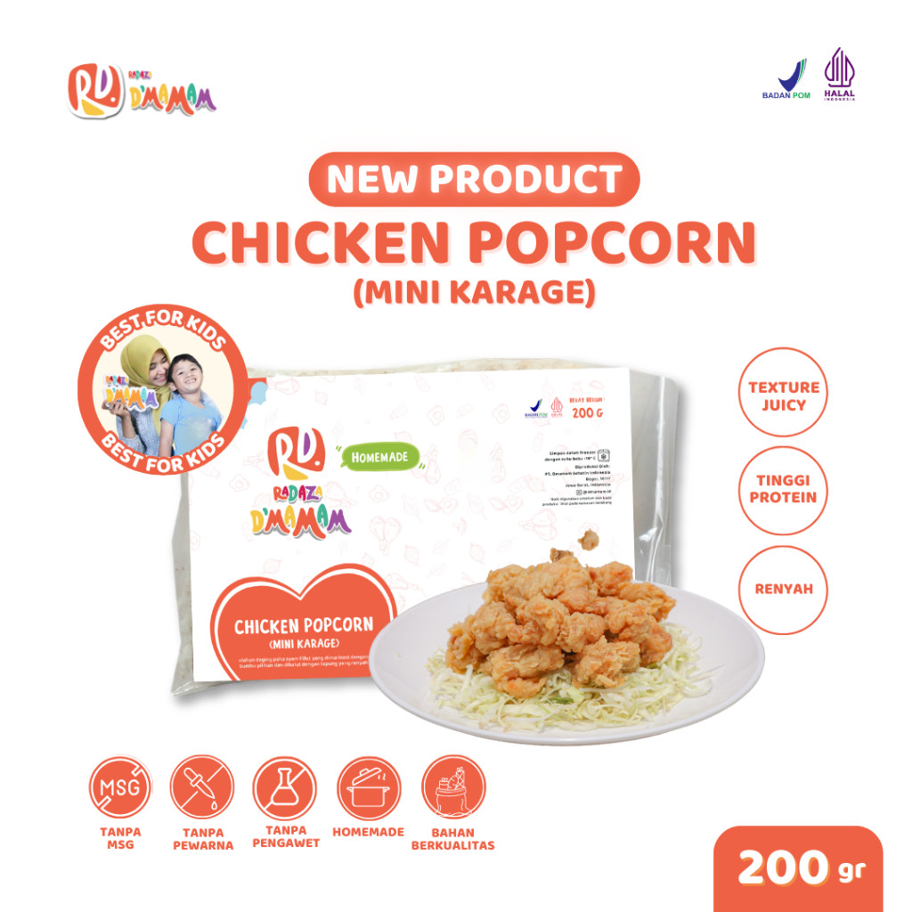 

Radaza D'MAMAM Chicken Popcorn 200g Mini Karage Ayam Goreng Tepung Anak MPASI Homemade Non MSG - Adwa Organic