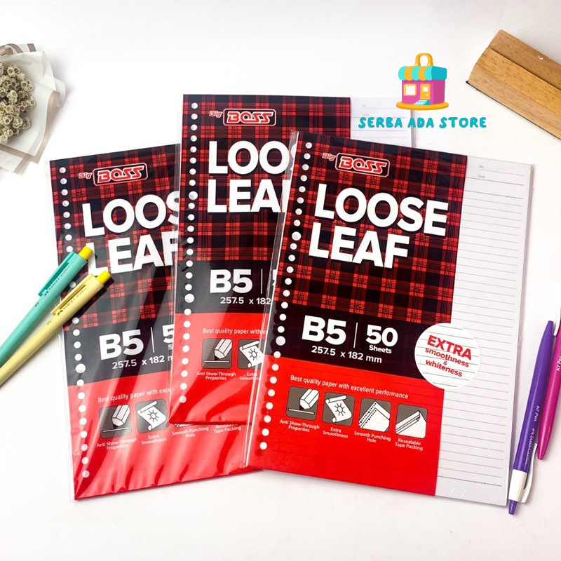 

Loose Leaf B5 50 Lembar Isi Kertas Binder File Big Boss B5-50 Garis Putih - SAS88