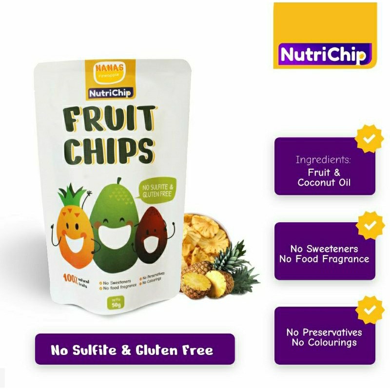 

Nutrichip NANAS Fruit Chip Keripik Kripik Buah Kering Sehat Gluten Free Nanas - Adwa Organic