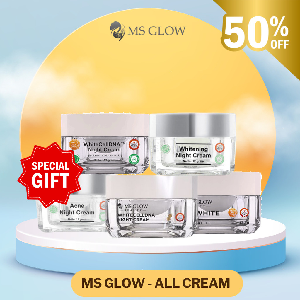 MS GLOW ALL VARIANT CREAM PAGI SIANG KRIM MALAM ORIGINAL FREE GIFT