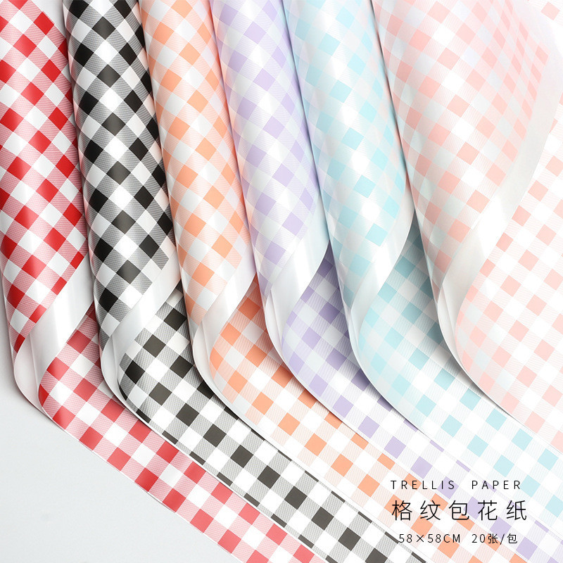 

[ 20 LEMBAR ] Cellophane KOTAK KOTAK MOTIF Wrapping Kertas Buket Waterproof Kotak-Kotak