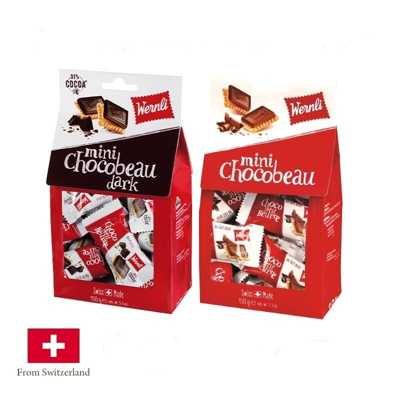 

Biskuit WERNLI Mini Chocobeau Cookies Chocolate isi 24pcs asal Swiss Eropa