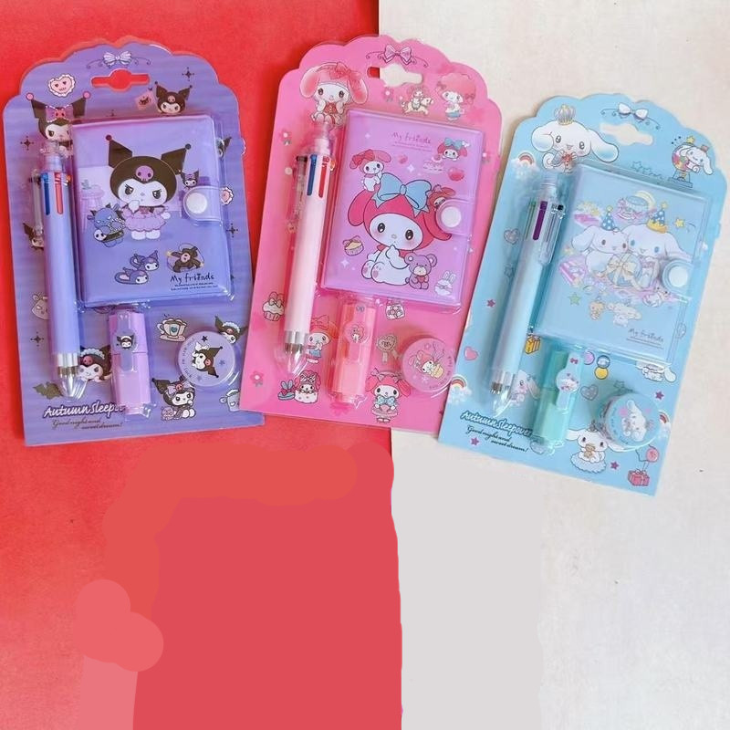 

Disney Handbook set multicolor ballpoint pen cartoon set stitch Kuromi Cinnamoroll ballpoint pen book combination student award