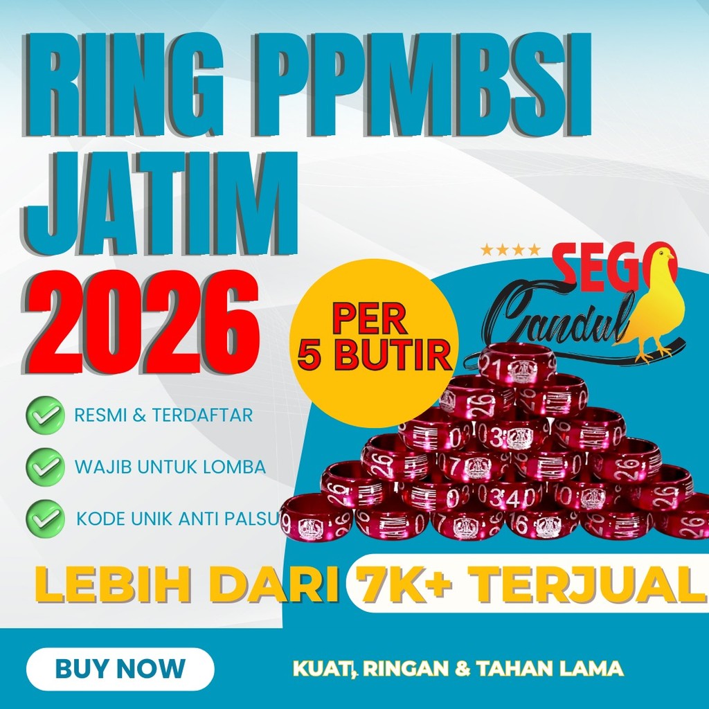 Aksesoris Burung Merpati Balap Ring Pusat Jatim PPMBSI 2026 per 5 butir