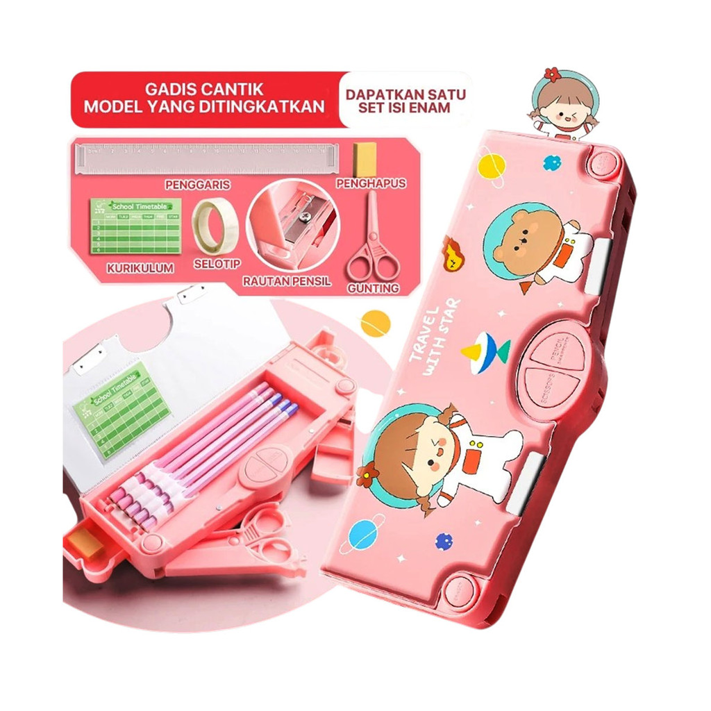 

Kotak Pensil Anak Karakter Lucu [1 Set/6 In 1] / Tempat Simpan Pengsil / Kerokan Penggaris Gunting Penghapus Kertas Jadwal Lakban Kecil / Pencil Case Cute