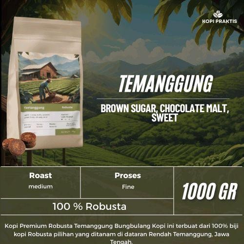 

ROASTED BEANS ROBUSTA TEMANGGUNG 1000 GR | 1 KG | BIJI KOPI SANGRAI | Coffee - GILING HALUS
