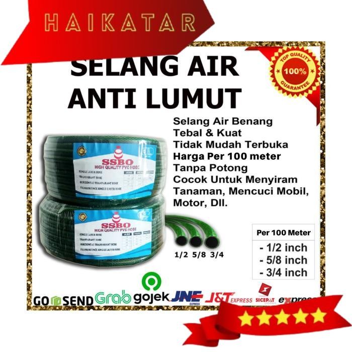 SELANG AIR 1/2 - 5/8 - 3/4 - 1 BENANG SELANG HIJAU ANTI LUMUT PER 100M - 1/2 inch