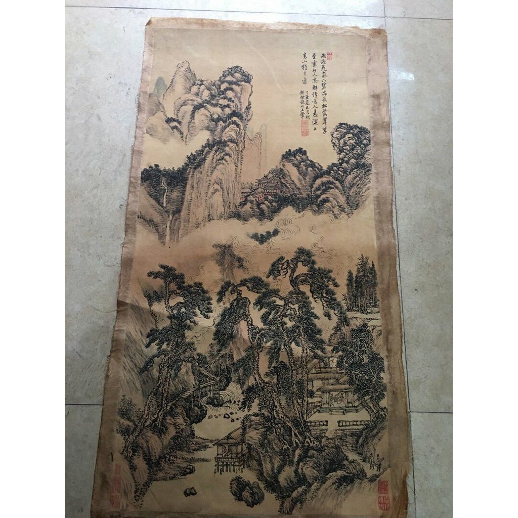

Old Chinese calligraphy painting scroll "Wang Hui - Landscape Painting