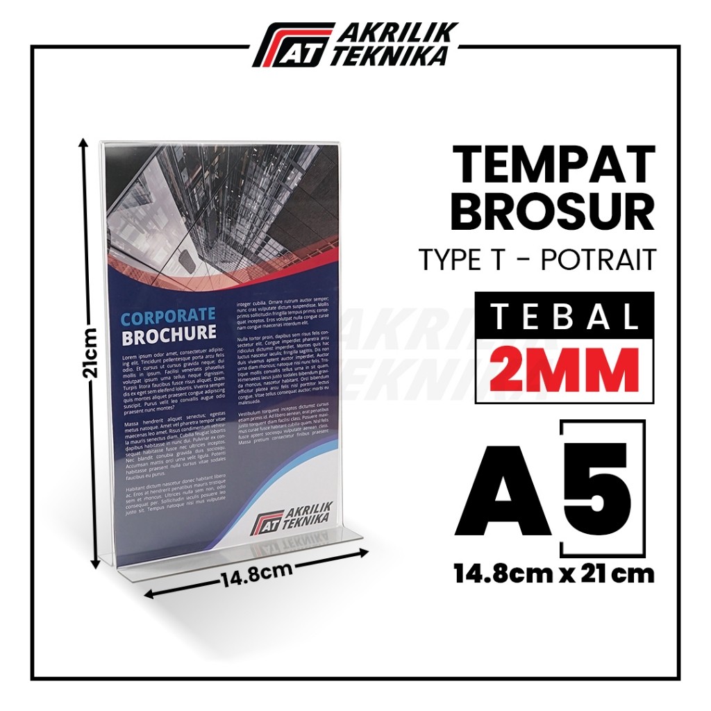 

Tempat Brosur Akrilik A5 2mm / Akrilik Tent Card Tent Holder / Acrylic Qris Barcode - Tipe T