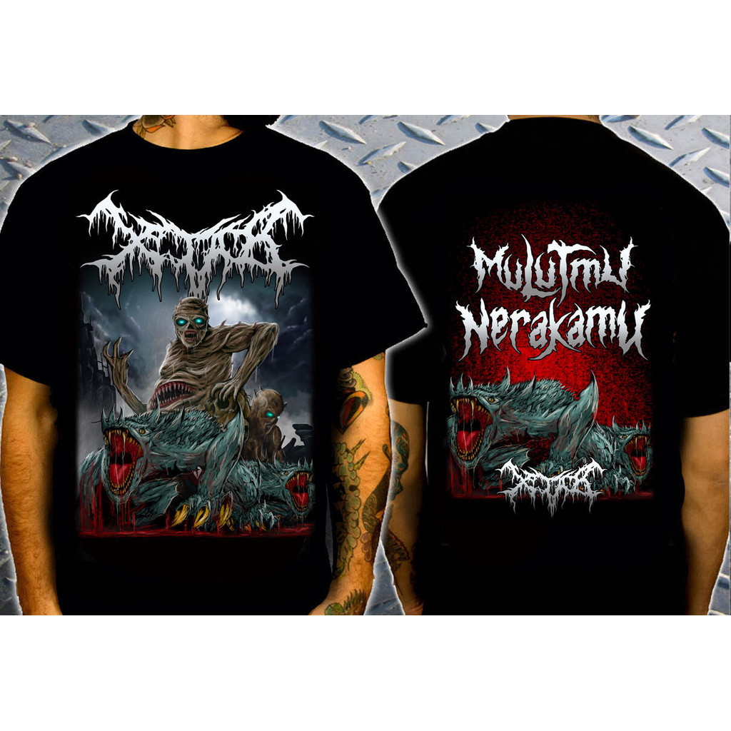 Kaos XTAB - MULUTMU NERAKAMU Premium tshirt kaos band metal deathmetal xtab distro baju kaos pria