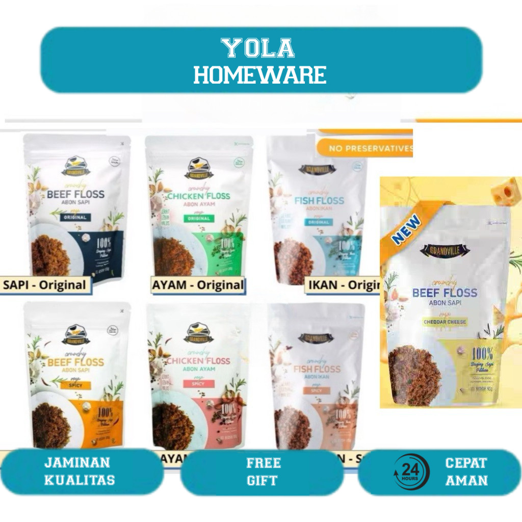 

Original Grandville Abon Sapi Ayam ikan fish floss original spicy 100g MPASI Bayi crunchy Beef Chicken Abon Grand Ville anak anak dewasa cheddar cheese