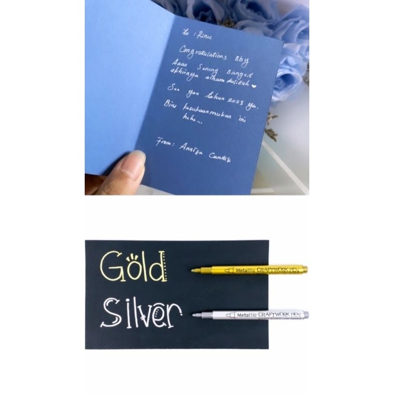 

[MAC] pulpen tinta gold dan silver untuk greeting card atau kartu ucapan