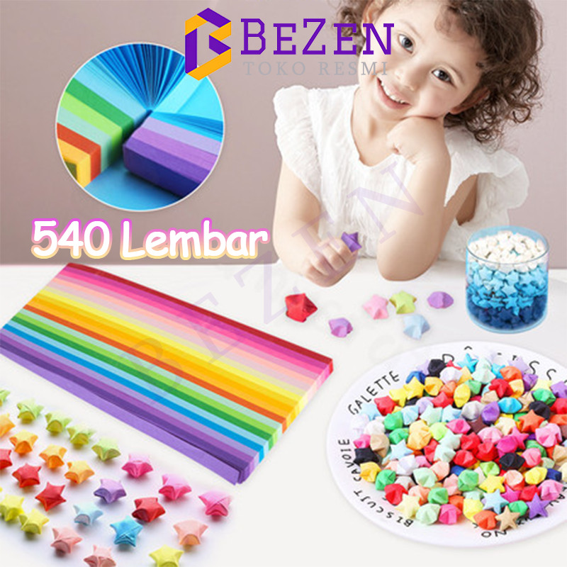 

BZ 540pcs Kertas Origami Bintang /Diy Berwarna Lembar /Kertas Origami Strip /Quilling Paper Gradient Color Kertas Berwarna Warna Origami Star Paper