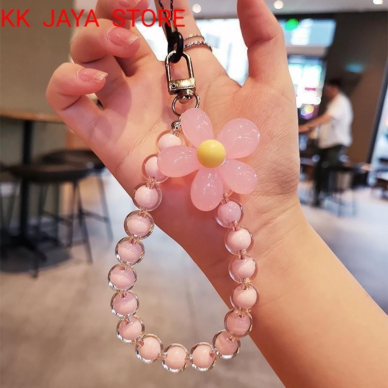 

KK JAYA STORE COD Telepon Lanyard Portabel Ins Handmade Manik-Manik Kristal Lanyard Pergelangan Tangan Kabel Warna-Warni Manik-Manik Bulat-HU