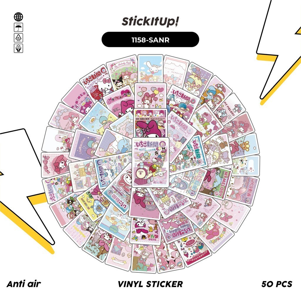 

COD✨ 100 Pcs Stiker Pack Sanrio V3 Lucu Lucu Aesthetic Vynil Waterproof untuk Freebies Sticker Buku Journal Casing HP Laptop