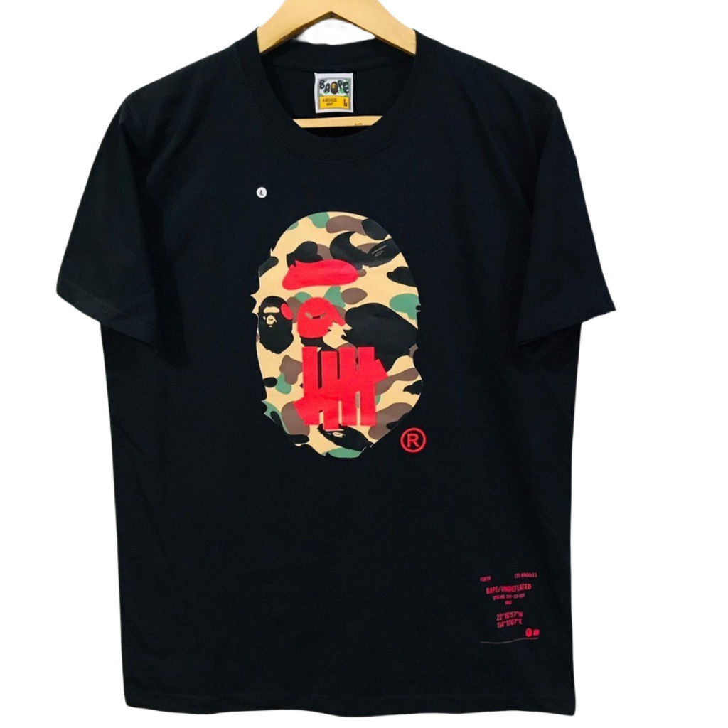 T SHIRT Hitam BAPE X UNDEFEATED  Winter Big Size  COTTON REAKTIF  (USA) BAP02PE2 Original Design Cot