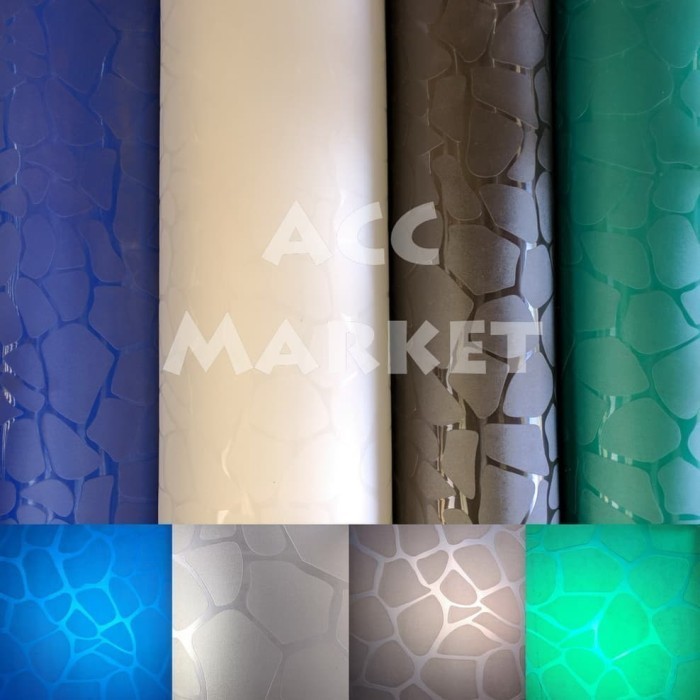 [New Arrival] Fiber Pelapis Pagar Motif BATU Plat Tutup Penutup Plastik Piber Viber - Hijau