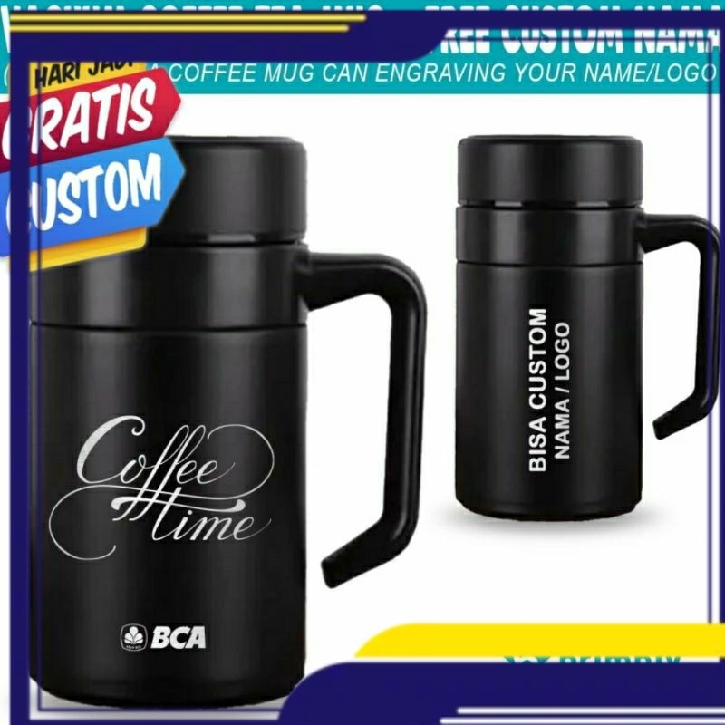 Brimbly Custom Grafir | Vacuum Mug Gelas Coffee Kantor + FREE CUSTOM GRAFIR LOGO | Tumbler gelas tea