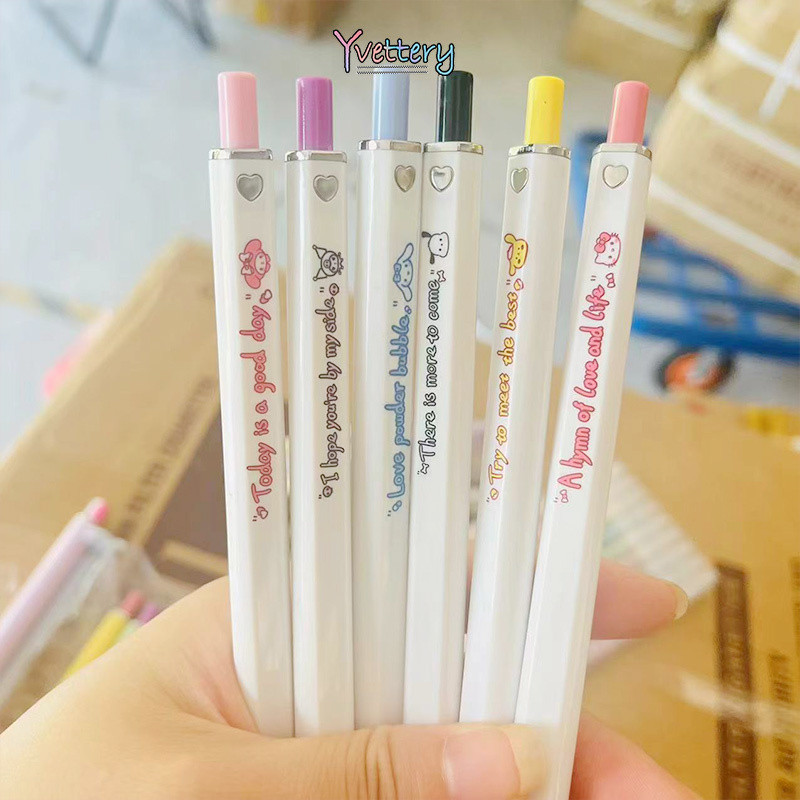 

❤️COD Pena Netral Tekan Kotak Sanrio Lucu Pena Siswa Melakukan Latihan Pena Hitam 0.5Mm-Yy
