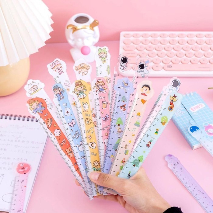 

ACEH.ANG 130929 Penggaris beraneka motif lucu 15cm Cute ruler Penggaris karakter kartun pelajar kantor sekolah
