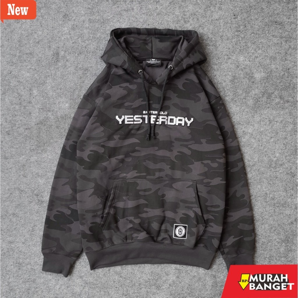 hoodie pria recomended shopee Sweater Hoodie Yesterday / Disaster Bordir Camo Bstr Unisex FullTag La