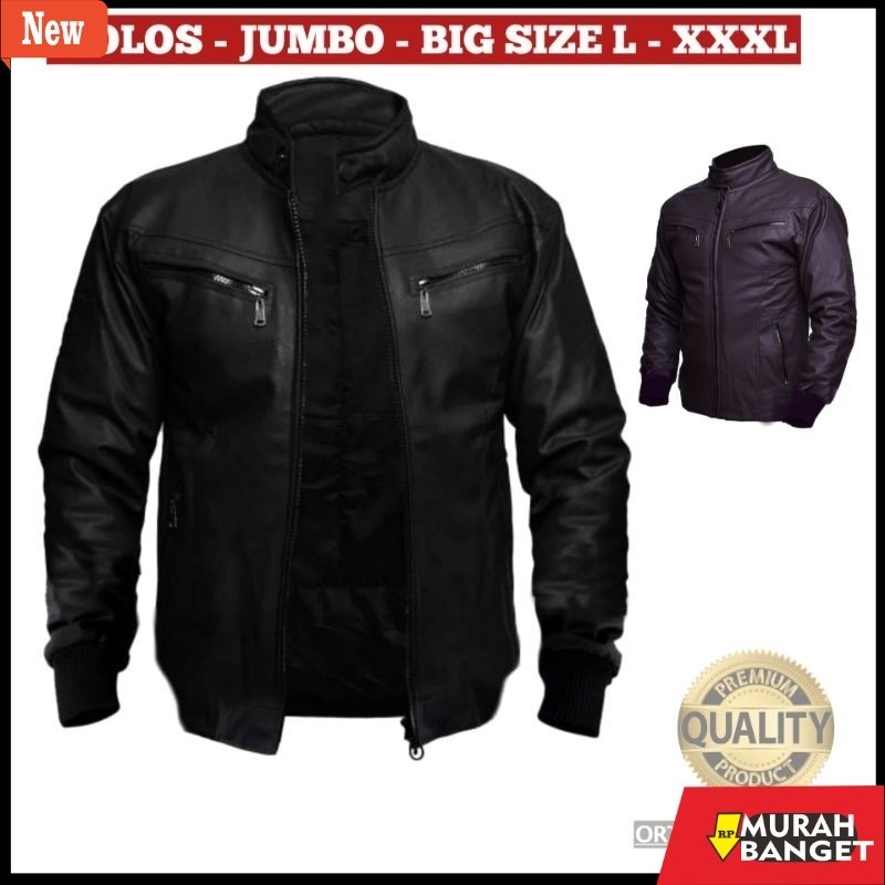 jaket kulit pria garut Jaket Kulit Jumbo Big size Bomber Pria XXL - XXXL Premium Jacket Semi kulit  