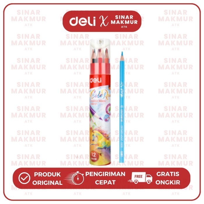 

Pensil Warna/Color Pencil 12 Warna dengan Rautan Pensil pada Tabung Deli EC00307 (Set)