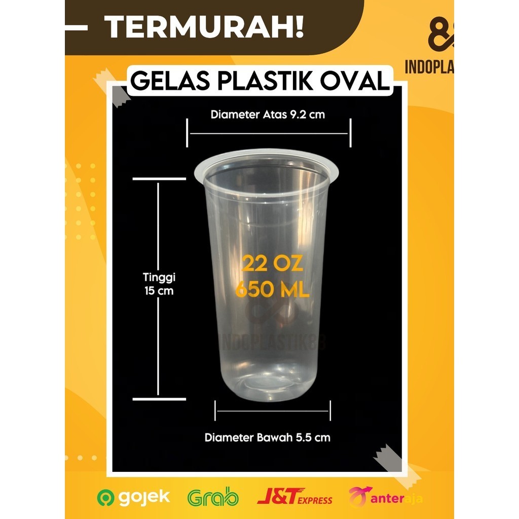 GELAS PLASTIK OVAL / CUP POP ICE / GELAS POP ICE 22 OZ