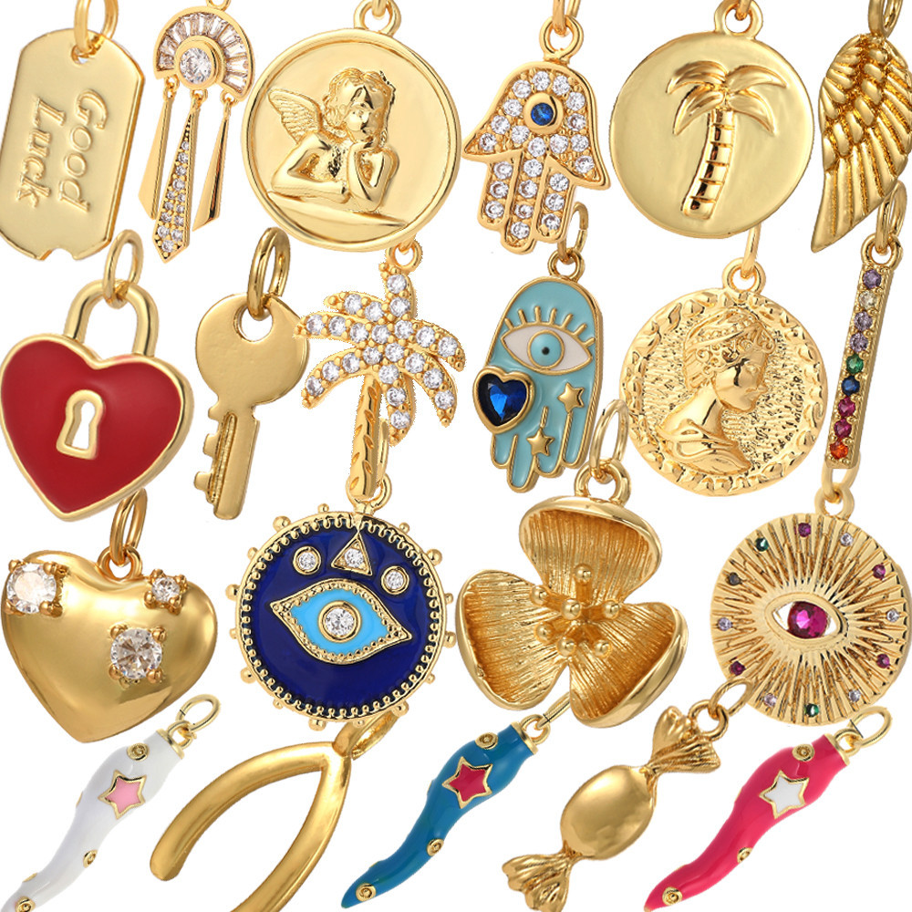 

Key of Love Cute Heart Charms for Jewelry Making Supplie Gold Color Flower Dijes Diy Necklace Earring Bracelet Excellent Quality