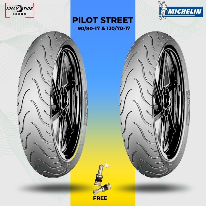 Sepasang Ban Motor Moge MICHELIN PILOT STREET 90/80 & 120/70 Ring 17 Tubeless
