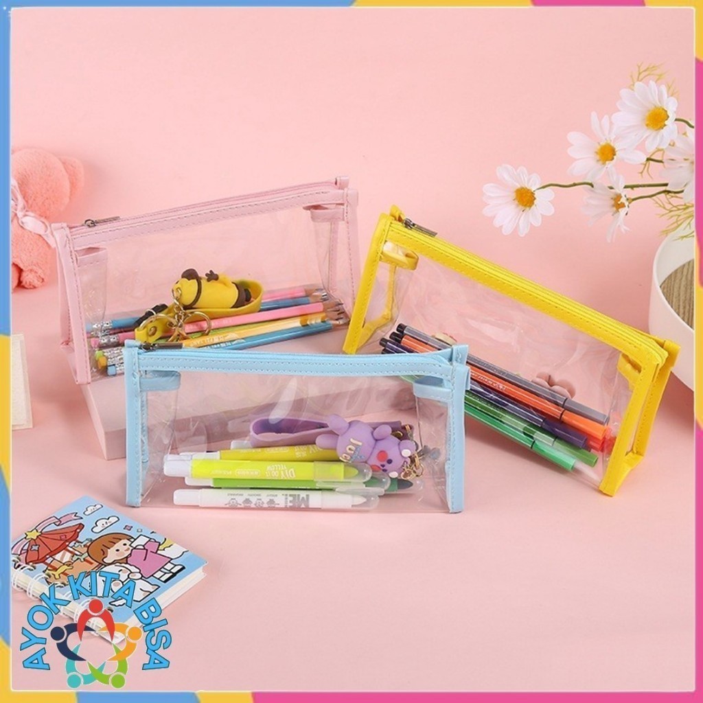 

ACEH.OYU Kotak Pensil Transparan Multifungsi Minimalis Tempat Pensil Bening Kapasitas Besar Tas Penyimpanan Transparan Warna tas Makeup Mini Pouch Pencil Case Stationery Serbaguna Aesthetic