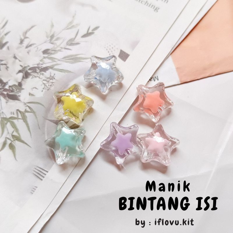 Bahan DIY Manik Manik Bintang Transparan isi besar  | Mote Bintang Bening | Manik Manik Aesthetic DI