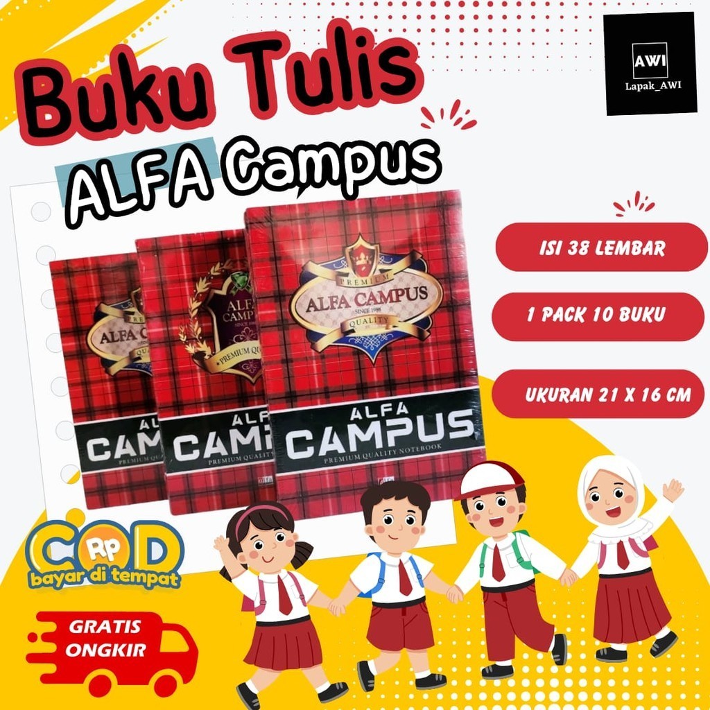

Buku Tulis Campus 38 Lembar Alfa Premium 1 Pack Isi 10 Buku
