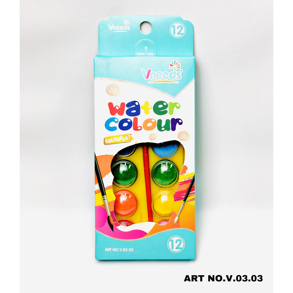 

Water Colour Mini Impor Vneeds 12 Warna Aquarelle 12 Color Vneeds #V0303 Cat Air Paint Cake + Kuas - SHESB