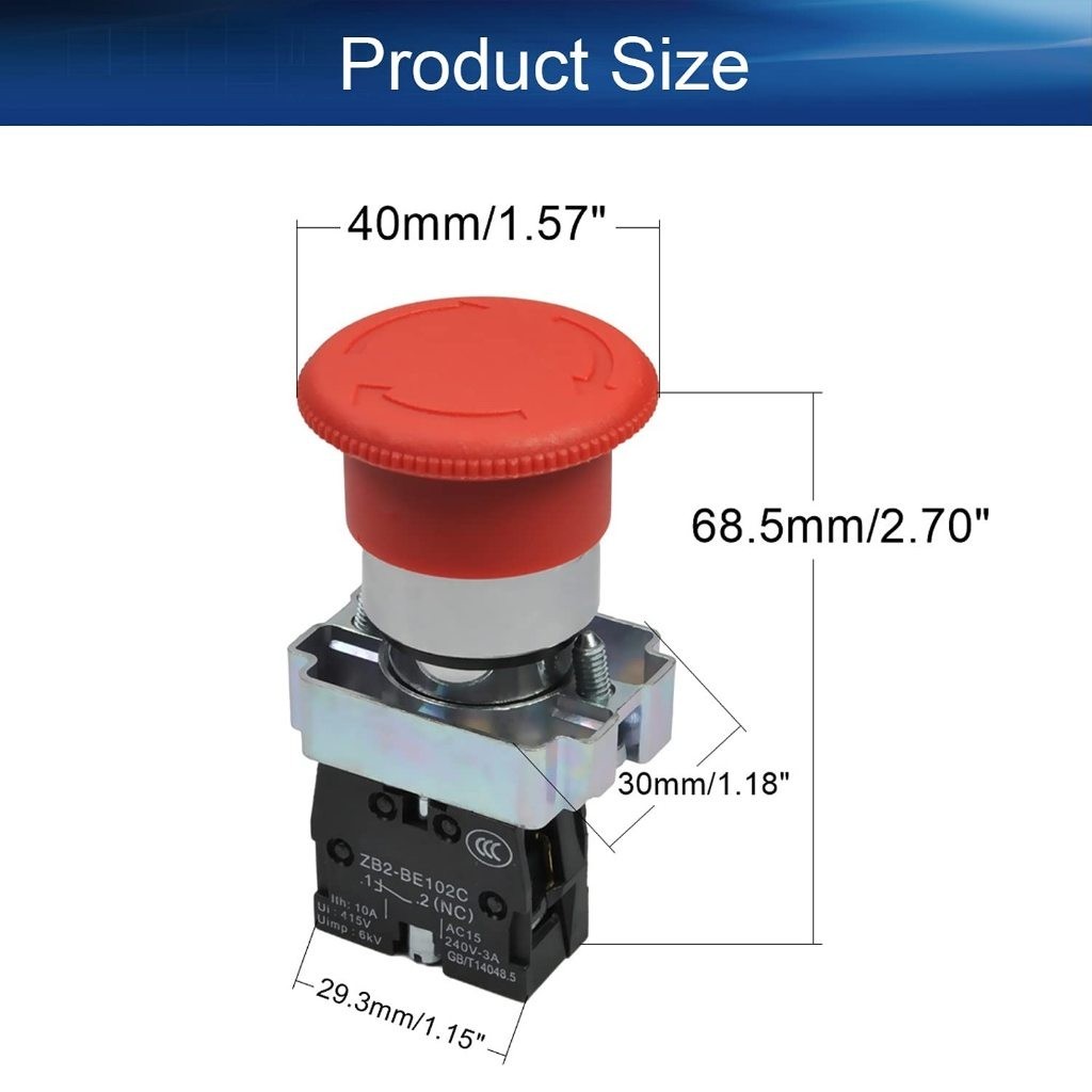 Lyn Tombol Emergency 40Mm Emergency Push Button Logam Push Button