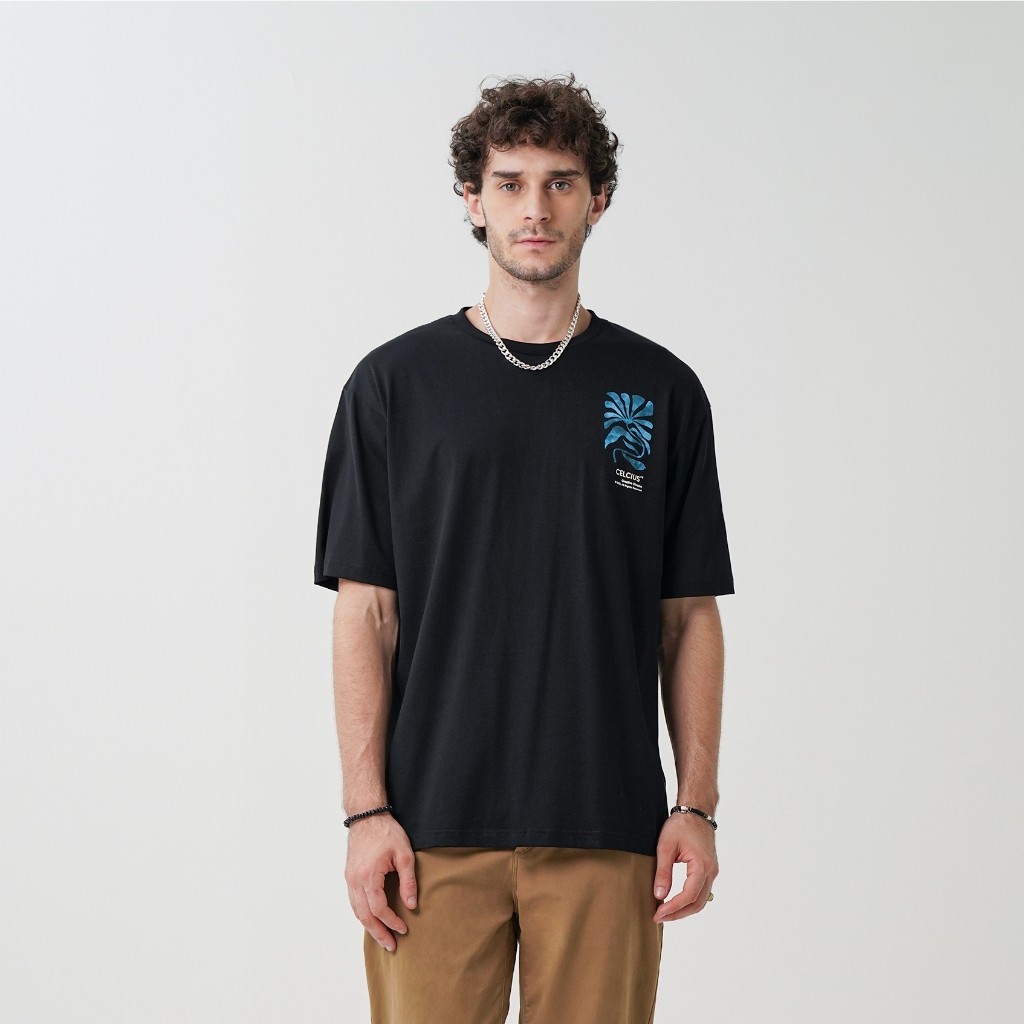 【Ori】 CELCIUS Kaos Lengan Pendek Oversize LIN000695C Hitam