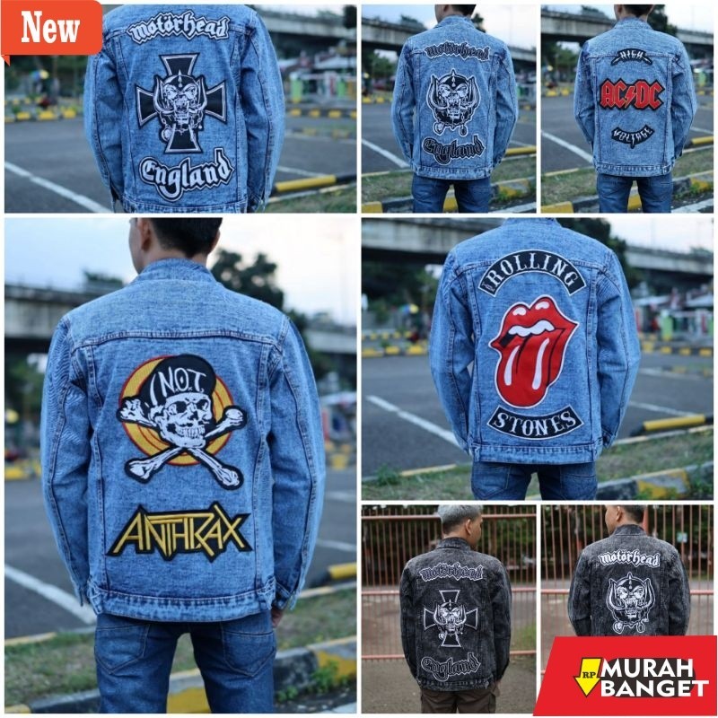 Jaket pria terbaru yg viral- Jaket Jeans Denim Bordir Emblem Pria / Jaket Jeans Bordir Besar  - Sand