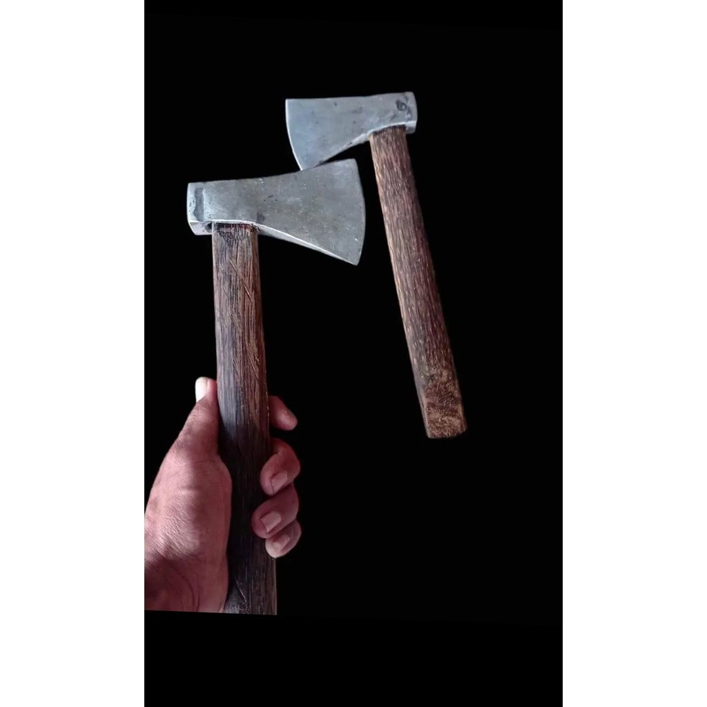 Kampak kapak baja asli cacah tulang / Kampak gagang kayu aren ukuran kampak 10x6,5cm