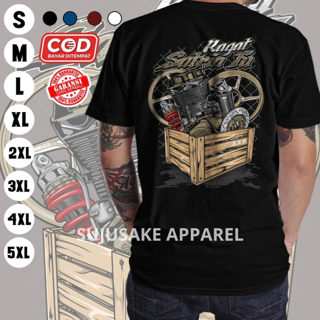 Baju Kaos Atasan Pria Ragat Suzuki Satria F Fu Facelift Injeksi Road Race Modifikasi Distro Original