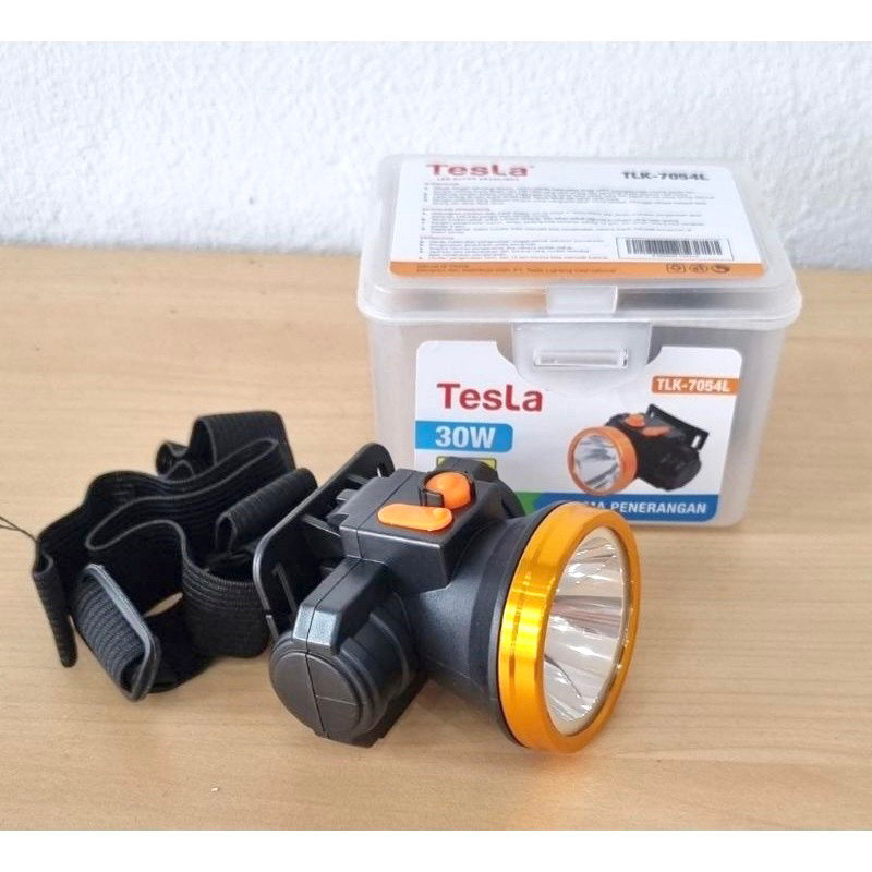 HEADLAMP SENTER KEPALA CAS TESLA 30W 30 WATT TAHAN 10 JAM TESLA TLK-7054L 7054 L CAHAYA PUTIH KUNING
