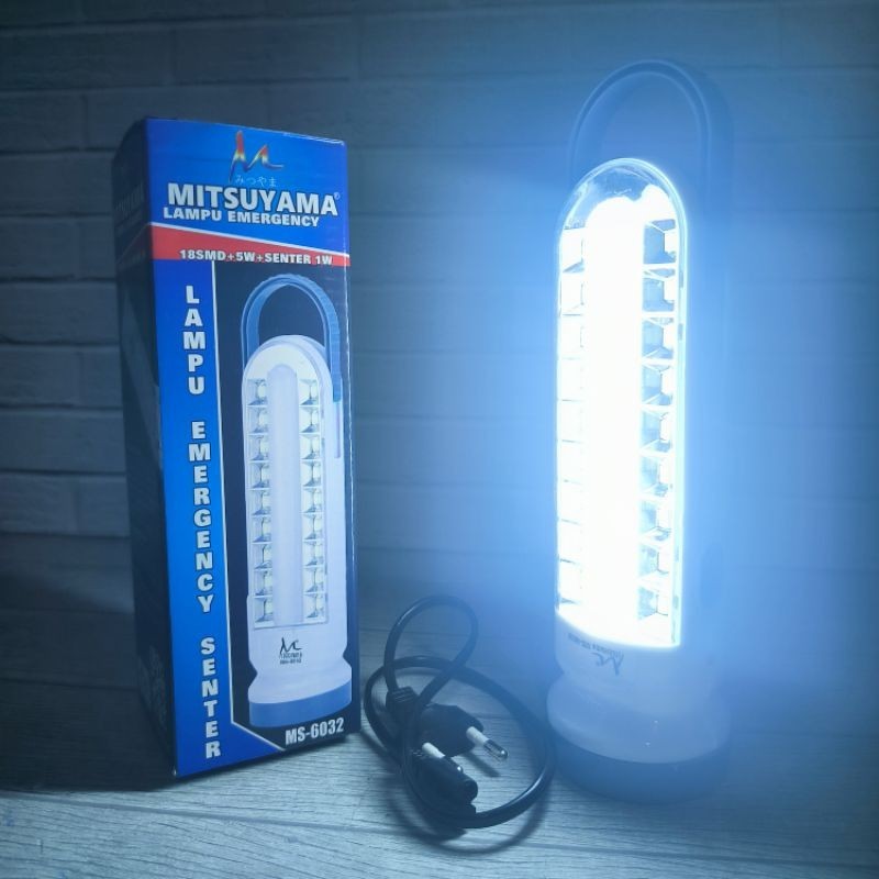 Lampu Emergency 18 LED + 5Watt + Senter 1Watt Mitsuyama MS-6032 Lampu Darutat Ac Dc Bisa Baterai A3 