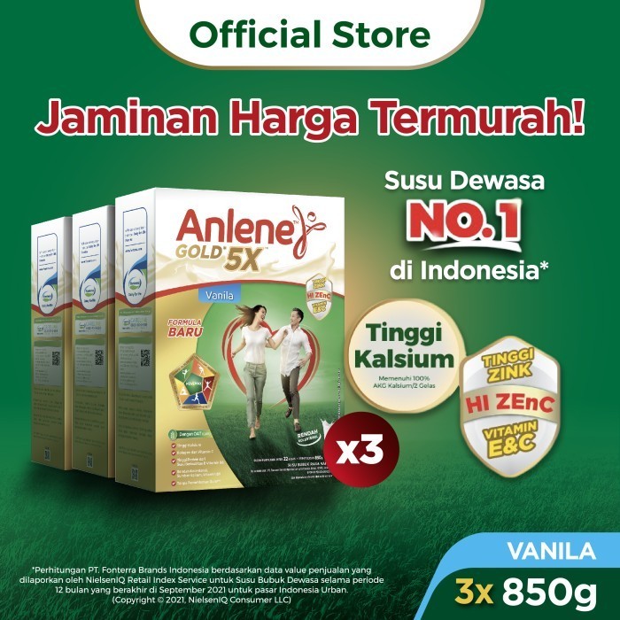 

TERJUAL Anlene Gold 5X Susu Bubuk Vanilla 3 x 850g-Tulang, Sendi & Otot