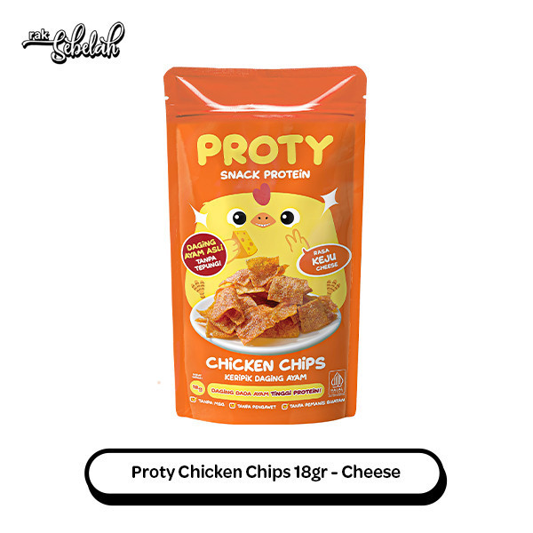 

Proty Chicken Chips Cheese 18g - Keripik Daging Dada Ayam No MSG | High Protein | Healthy Snack | Cemilan Sehat | Gluten Free | Rak Sebelah