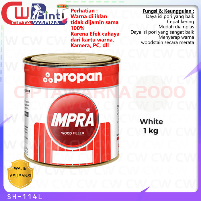 Propan Cat Kayu Pelapis Impra Wood Filler SH-114 White Putih 1 kg - CWK